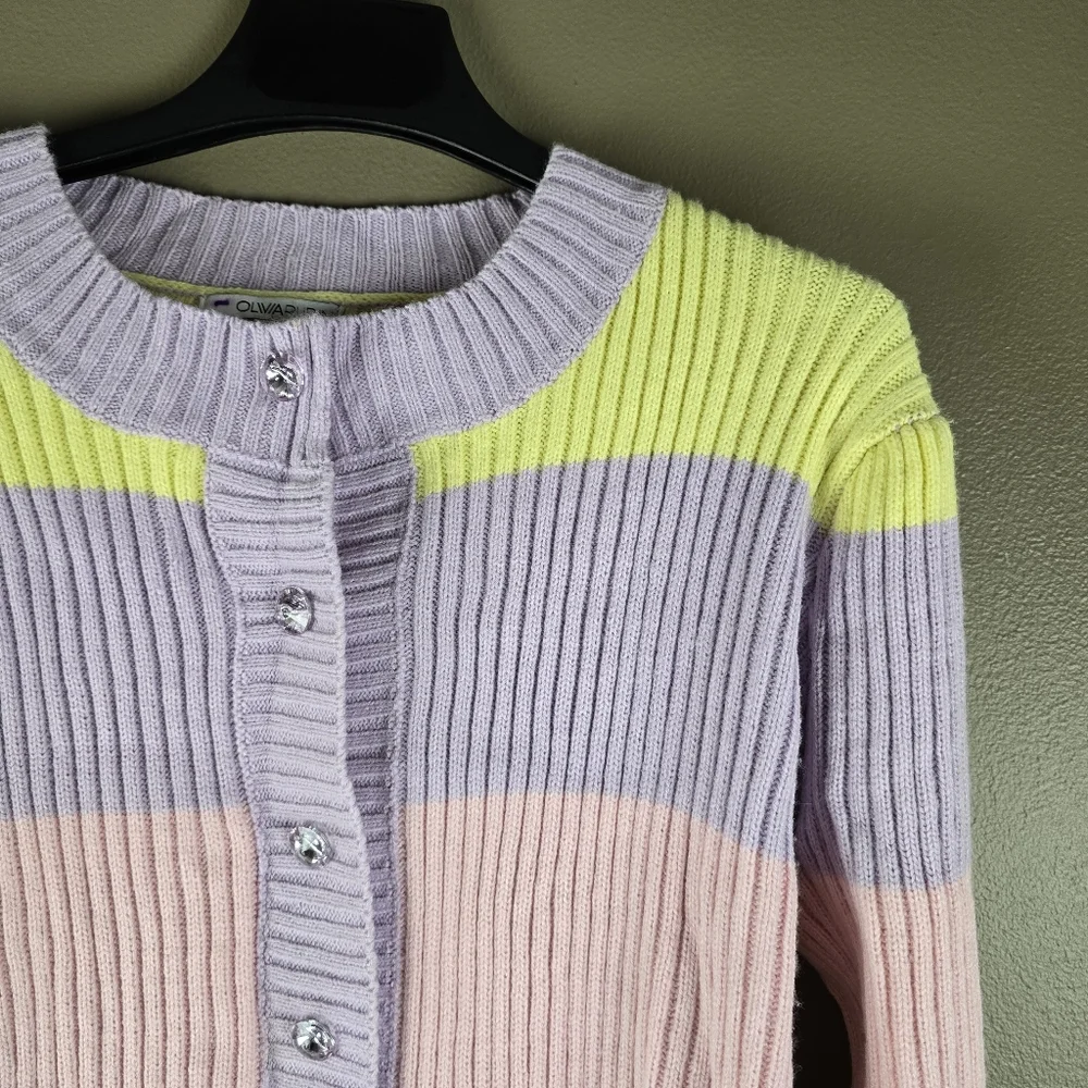 Olivia Rubin RARE Dee Striped Knitted Cardigan Jewel Button Medium